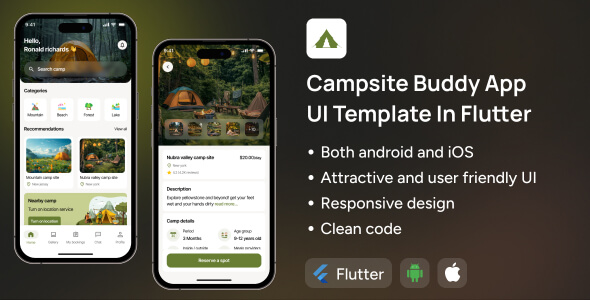 Campsite App UI Template | Tenting Advise Monitoring App in Flutter | CampTrack App Template