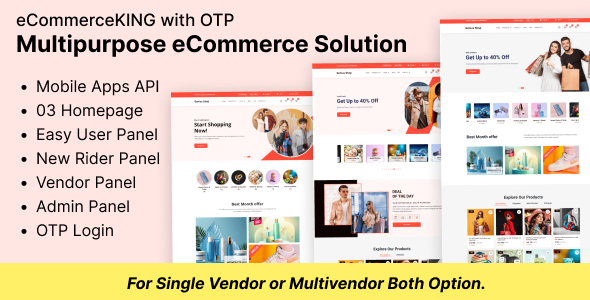 eCommerceKING – Multipurpose On-line eCommerce Retailer Script with OTP Addon