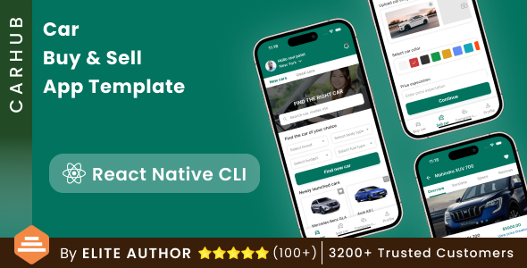 Automotive Obtain & Promote App Template in React Native CLI | CarHub