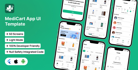 MediCart App UI Template | On-line Medicines Transport App in Flutter | MediCart Actual App Template