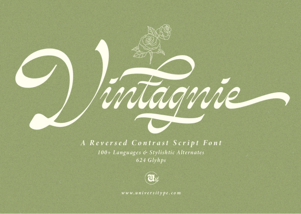 UT Vintagnie – A Reversed Distinction Script Font