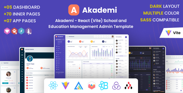 Akademi – React (Vite) Faculty and Coaching Administration Admin Dashboard Template