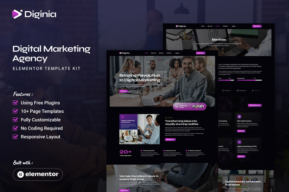 Diginia – Digital Advertising and advertising and marketing Firm Elementor Template Equipment