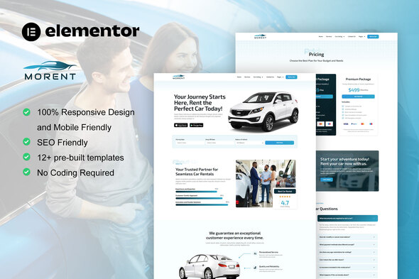 Morent – Car Rental Elementor Professional Template Package