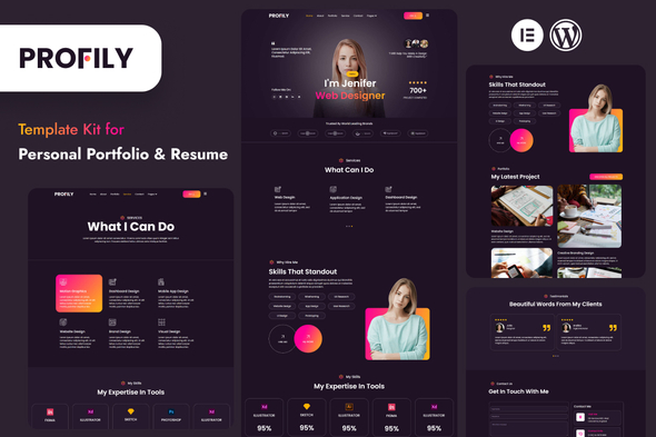 Profily – Private Portfolios & Resume Elementor Template Gear