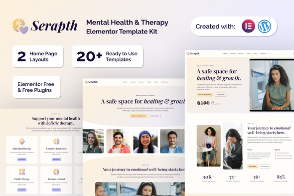 Serapth – Psychological Efficiently being & Remedy Elementor Template Bundle