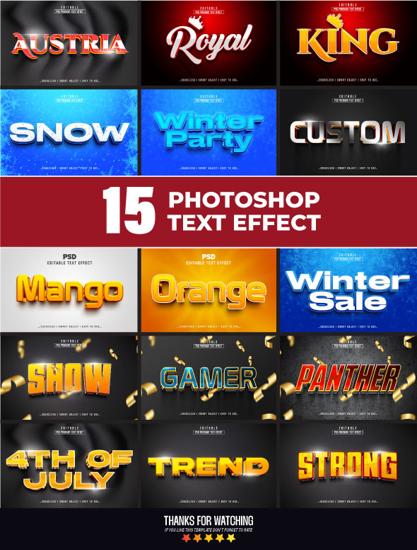 Photoshop Editable 3d Textual content Create Vogue Pack