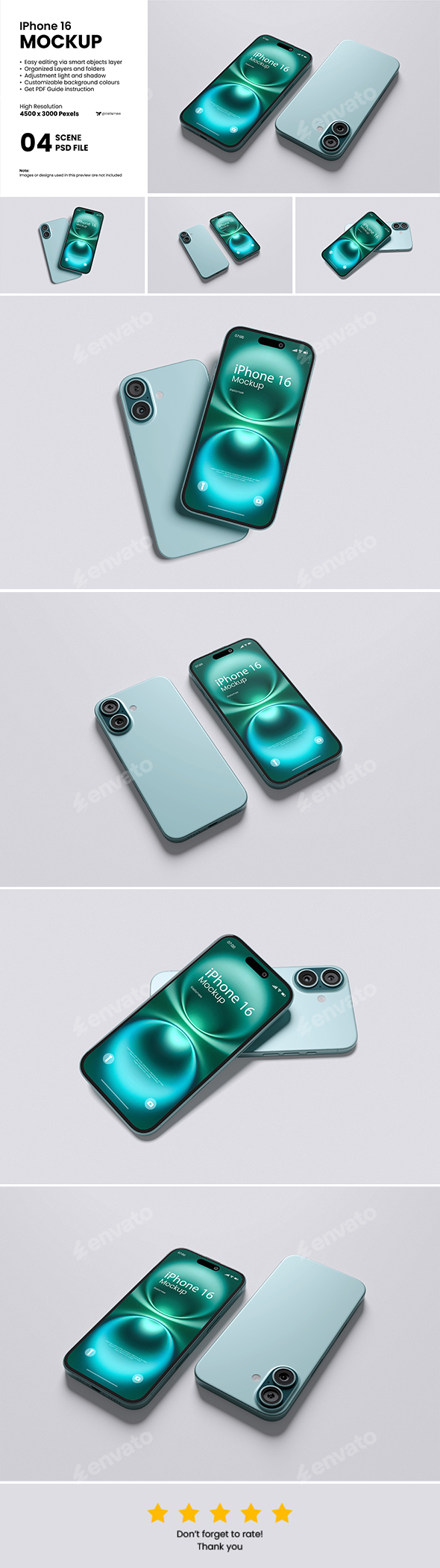 IPhone 16 (Teal Shade) Mockup Bundle Pickle