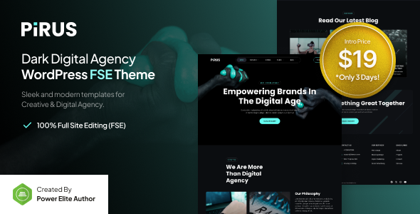 Pirus – Gloomy Digital Firm FSE WordPress Theme