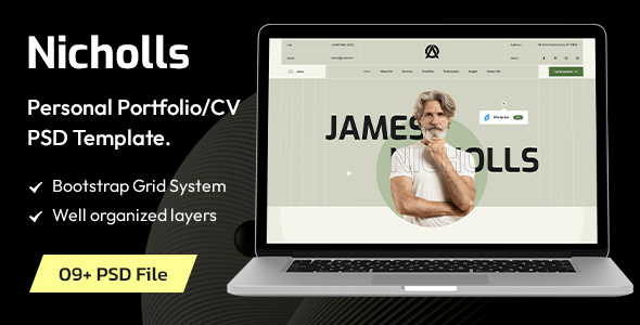 Nicholls – Deepest Portfolio/CV PSD Template.