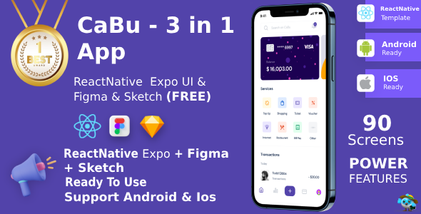 Multi-Reason(3 Apps in 1) ANDROID + IOS + FIGMA + Sketch | UI Equipment | CaBu | ReactNative Expo