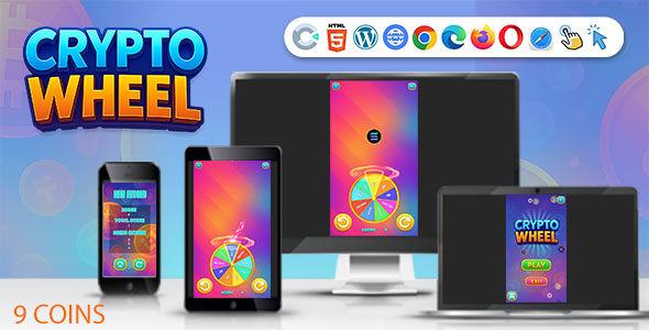 Crypto Wheel Game ( Make 3 | C3P | HTML5) Never-ending Game