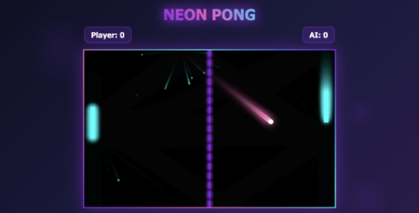 NEON PONG: Sleek HTML5 Arcade Game with AI & Particle Outcomes