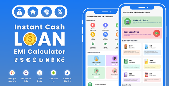 Immediate Money Loan EMI Calculator with AdMob Fb Classified ads Android