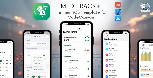 MediTrack+ – The Most Total Treatment Monitoring iOS App Template