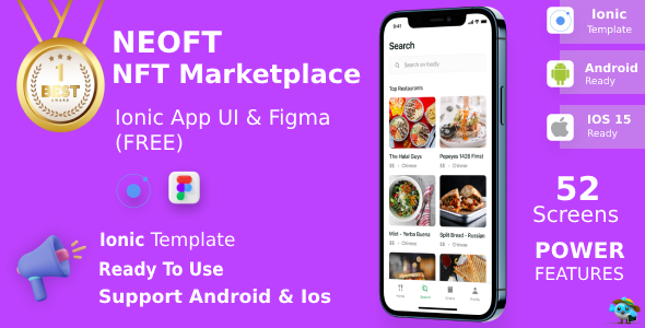 NFT MarketPlace App ANDROID + IOS + FIGMA | UI Equipment | Ionic | NeoNFT