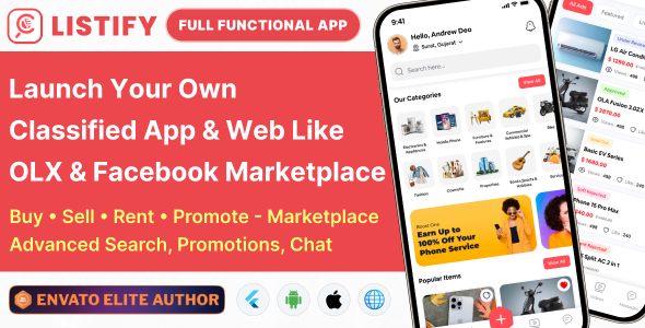 Listify – Have & Promote Labeled Market App & Web | Flutter, Android, iOS | Admin Panel | Adverts