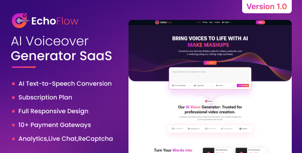 EchoFlow – AI Voiceover Generator SaaS