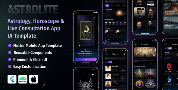 Astrolite – Astrology, Horoscope & Dwell Session App UI Template