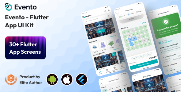 Evento – Match Imprint Promoting Flutter Cellular App UI Bundle