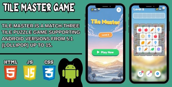 Tile Master: Match 3 Web Game (HTML5/CSS/JS) – Natty & Performance Optimized