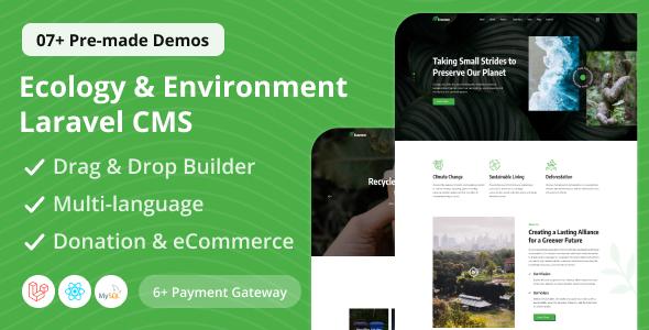 Ecozone – Ecology & Atmosphere Laravel CMS With Dwell Page Builder