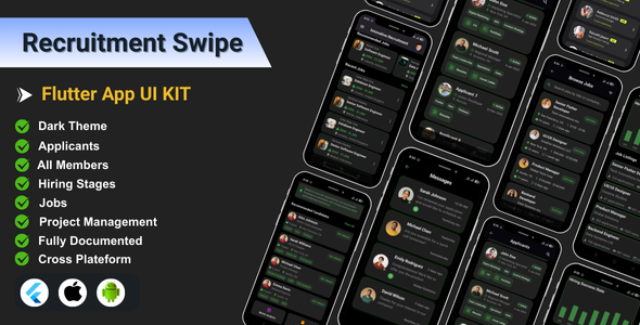 Recruitment Swipe Flutter App UI Package | Job Finder App | Job Search App