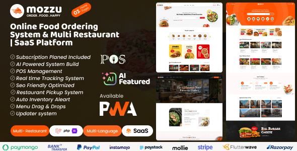 Mozzu – AI Based Online Food Ordering Machine & Multi-Restaurant with SaaS