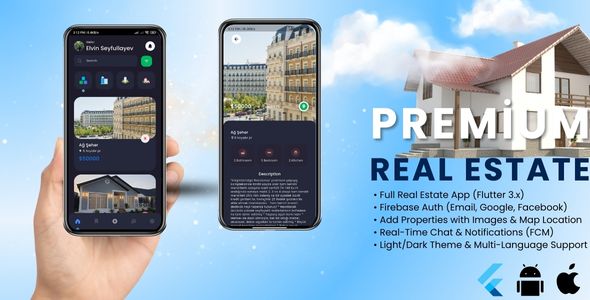 EvtApp – Real Property Flutter Paunchy App with Firebase, Chat, Maps, FCM, Authentication