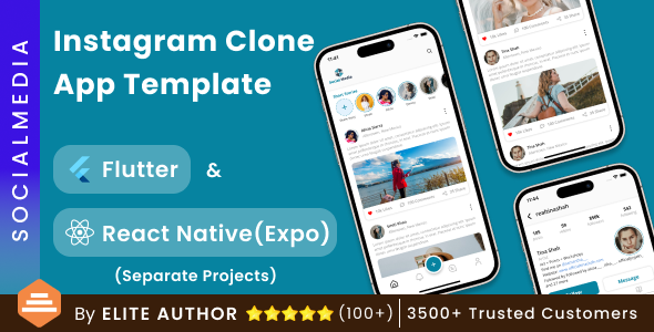 SocialMedia – Social Media / Instagram Clone App UI | Flutter & React Native (Expo)