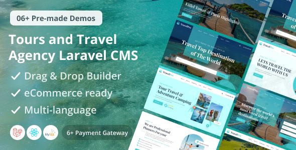 TravelPro – Adventure Tours and Commute Agency Laravel CMS With Are living Online page Builder