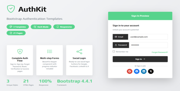 AuthKit – Responsive Authentication HTML Template