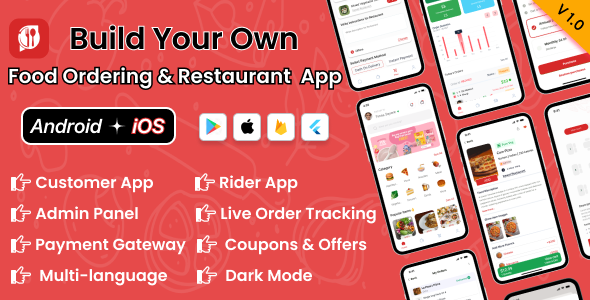 DTFood – Single Vendor Food Ordering & Restaurant App | Flutter App ( Android iOS ) + Admin Panel