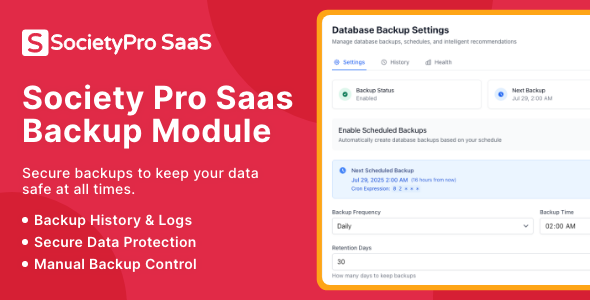 Backup Module for SocietyPro Saas