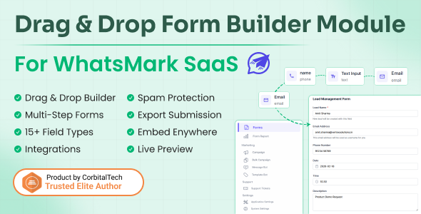 Form Builder Addon for WhatsMark SaaS – Visual Fade & Tumble Kinds with CRM Integration