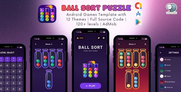 Ball Variety Puzzle – Android Video games Template with 12 Topics | Pudgy Source Code | 120+ levels | AdMob