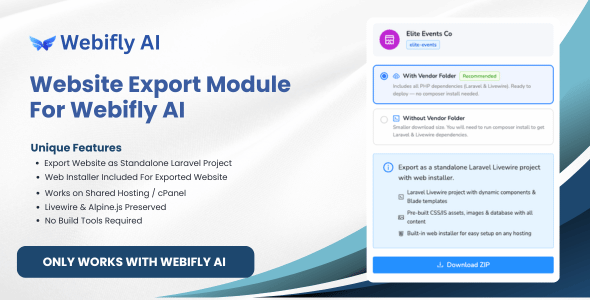 Web page online Export Module For Webifly AI