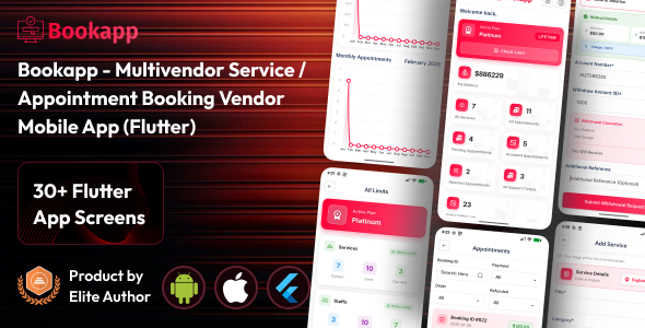 Bookapp – Service / Appointment Reserving Marketplace Cellular App for Sellers (Flutter)