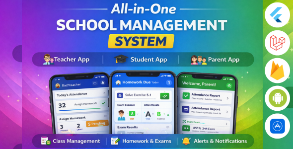 Total Flutter College Administration Machine – Admin Panel, Pupil, Trainer & Parent Apps