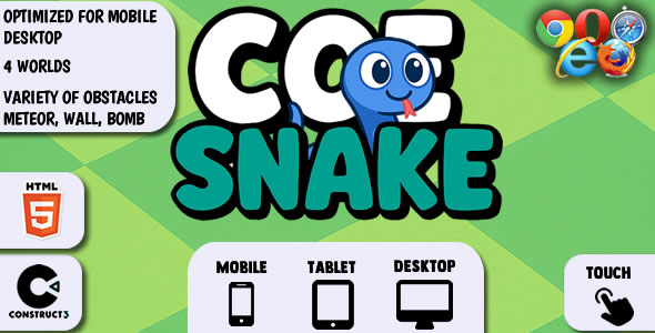 Coe Snake Game Template Full of life Optimized (Mobile & Desktop)
