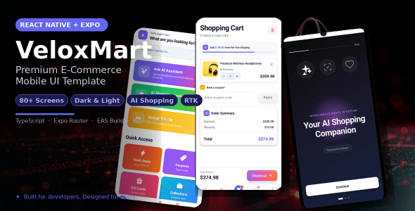 VeloxMart – React Native Expo eCommerce Cellular App Template