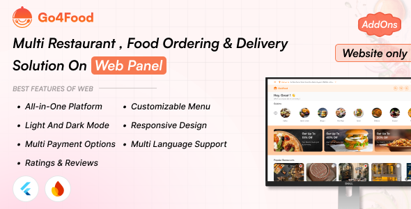 Go4Food – Buyer Internet App | Online Meals Ordering Online page for Multi-Restaurant Offer