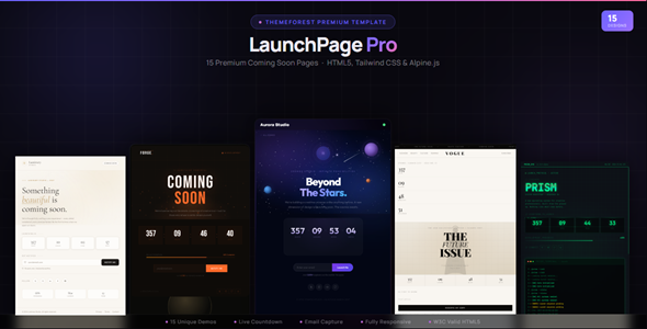 LaunchPage Expert — 15 Top class Coming Soon HTML Templates