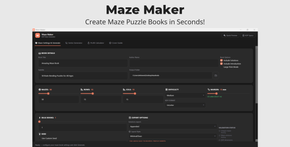 Maze Maker – Maze Puzzle E book Generator for Amazon KDP + Reseller License Arrangement