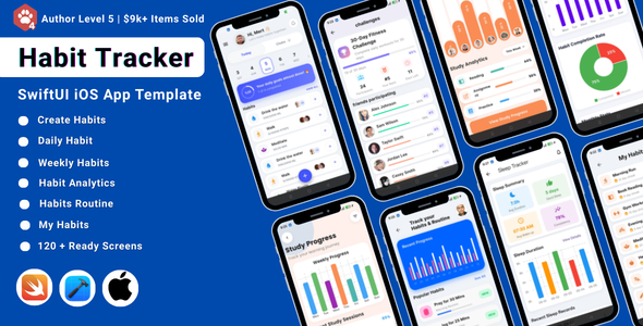 Addiction Tracker SwiftUI iOS App Template | Day-to-day Routines & Productiveness Builder