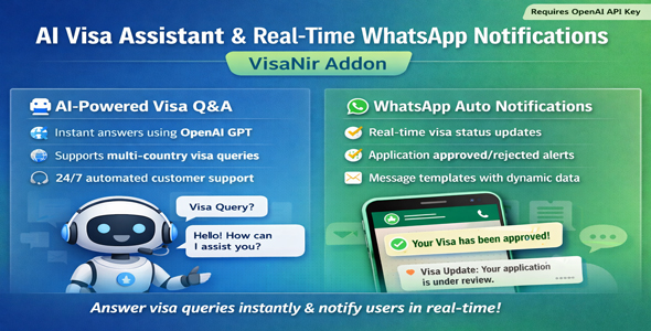 AI Visa Assistant & Exact Time WhatsApp Notifications VisaNir Addon