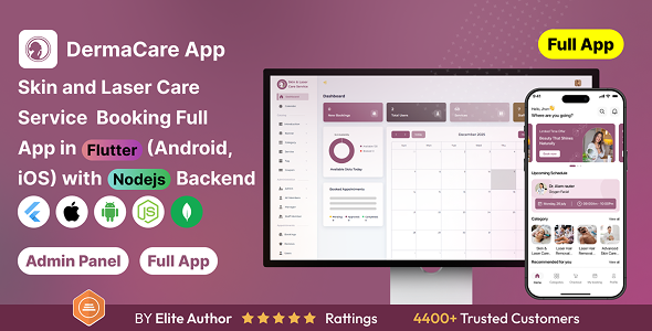 Pores and skin and Laser Care Companies Booking Fat app in Flutter (Android, iOS) with Node.js Backend App