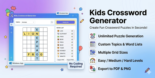 Younger folks Crossword Generator