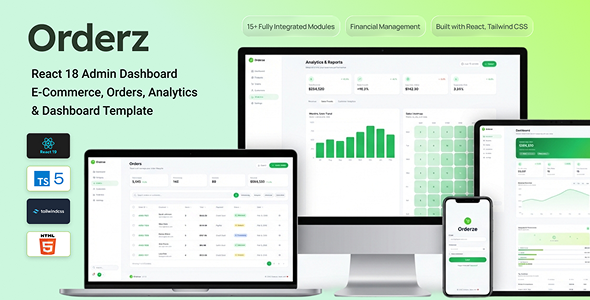 Orderze – React 18 Admin Dashboard | E-Commerce, Orders, Analytics & Dashboard Template