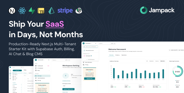Jampack – Next.js SaaS Starter Equipment | Multi-Tenancy with Supabase Auth, Billing, AI Chat & Blog CMS